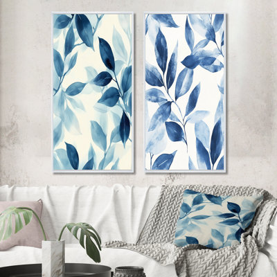 Feuilles bleues - Tableau botanique en deux parties