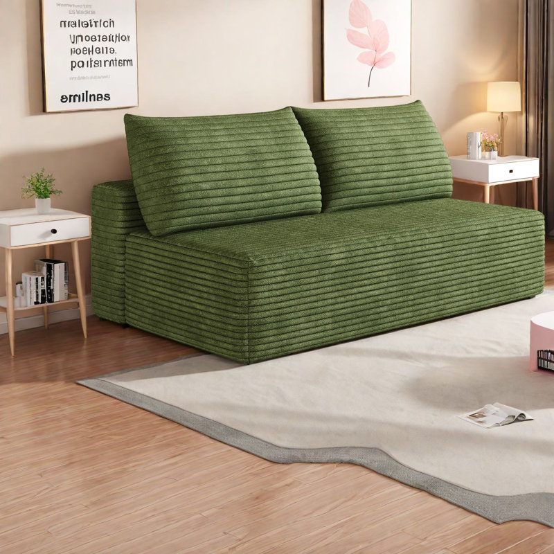 Canapés d'angle à compression, canapé moderne en velours côtelé moelleux de 150 cm pour la maison, Vert