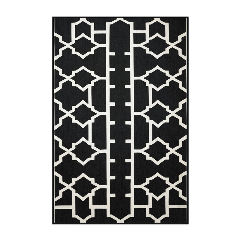 Tapis noir en treillis lavable à la machine, Rectangulaire 2 pi x 3 pi