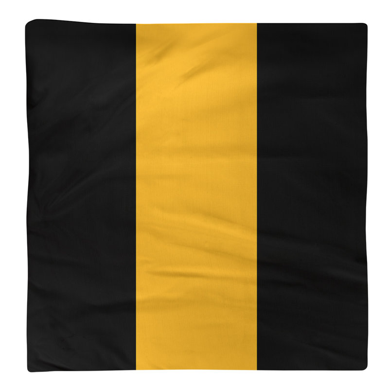 Striped Square Napkin, Black/Pittsburgh Gold/Black, 22" x 22", Polyester