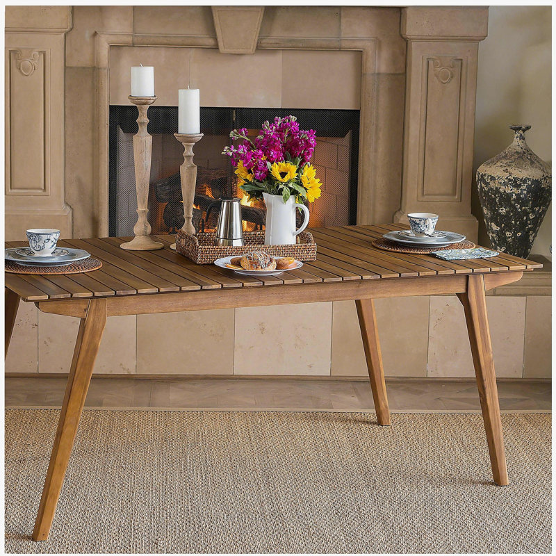 Table de salle à manger d'extérieur en bois massif de 69 po