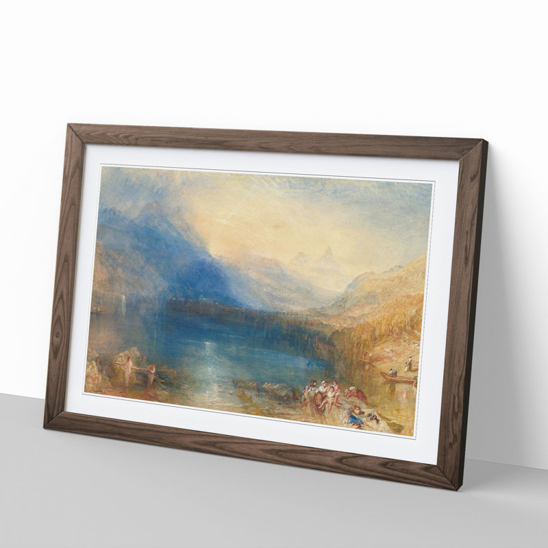 Lake of Zug by Joseph Mallord William Turner - Picture Frame Painting, Walnut Framed, 48cm H x 65cm W x 2cm D