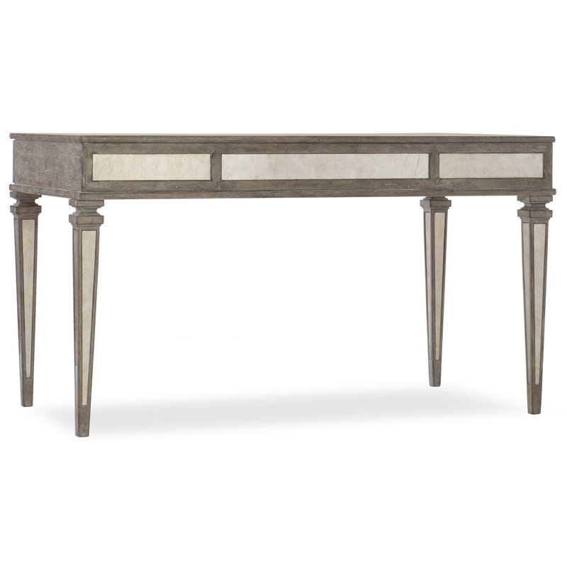 White Traditional Solid Wood Home Office Desk with Drawers
