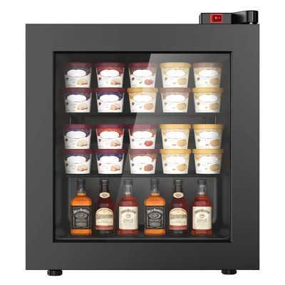 ADT 1.1 Cu Ft Countertop Display Glass Door Freezer with LED Light Perfect for Liquor and Ice Cream