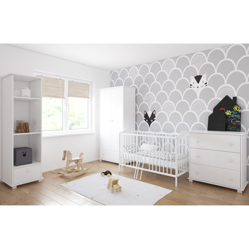 Toland Cot with Mattress, With mattress, White