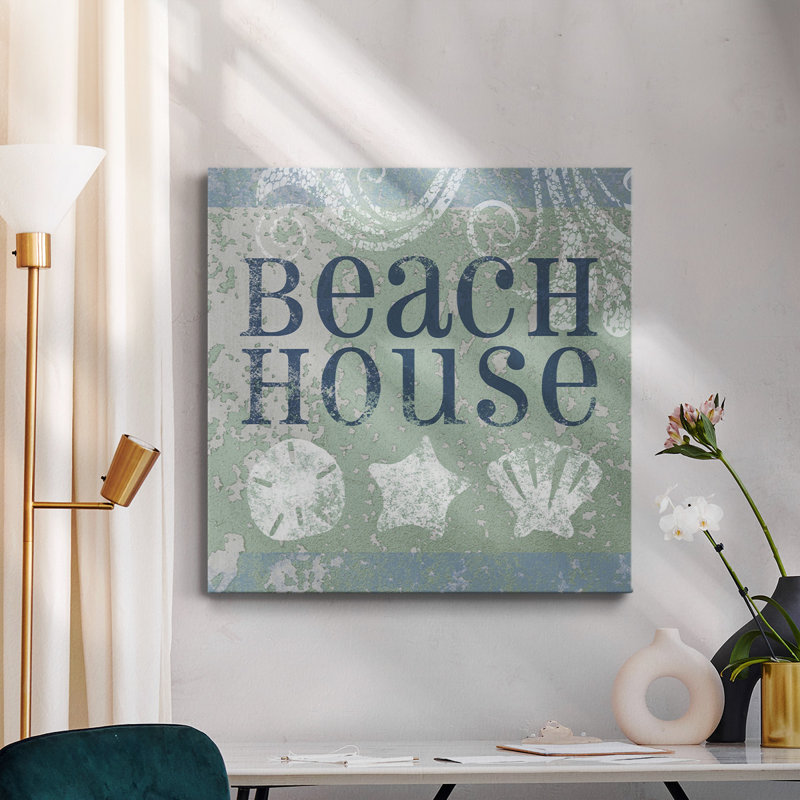" Beach Sign I " Painting Print, 16" H x 16" W x 1" D