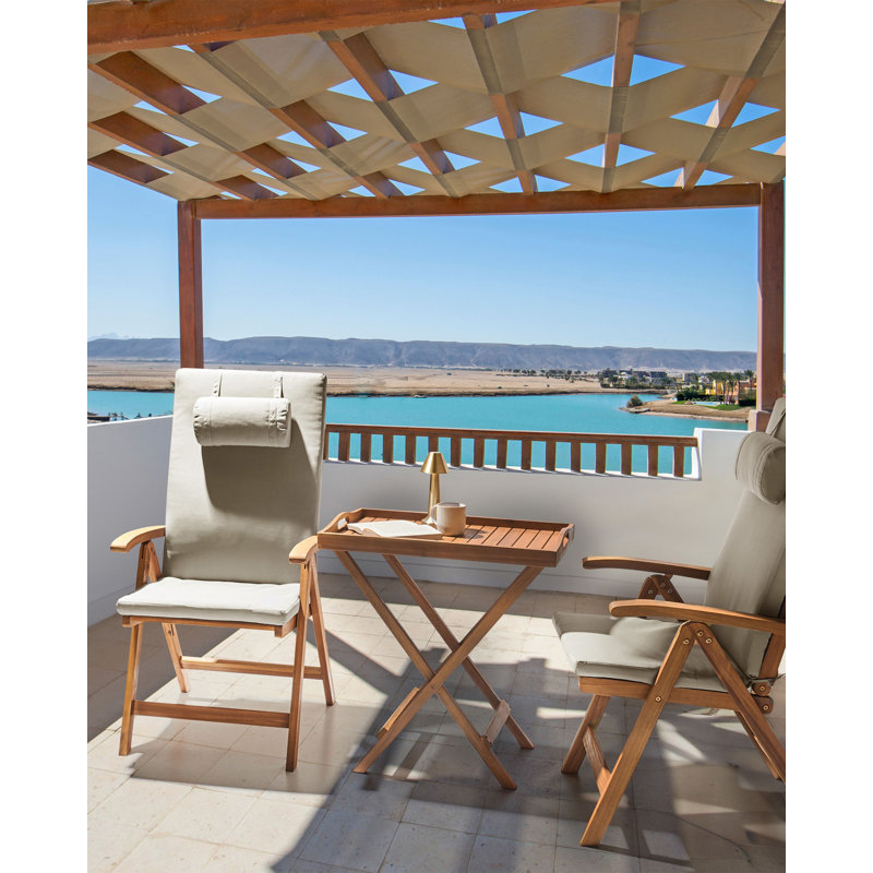 Aarica Folding Patio Dining Armchair with Cushion, Taupe