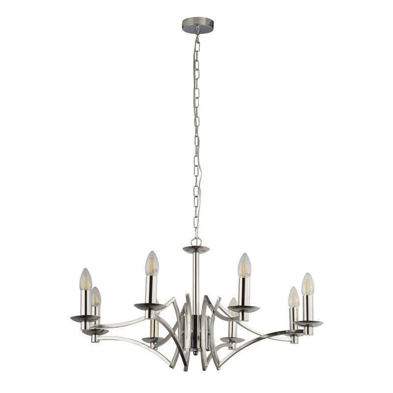 Roldan 8 - Light Candle Style Chandelier, Chrome