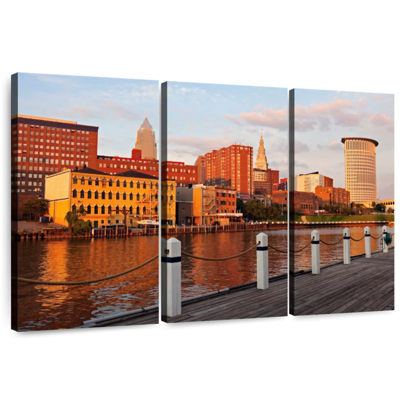 Cleveland Waterfront Sunset, 24" H x 38" W