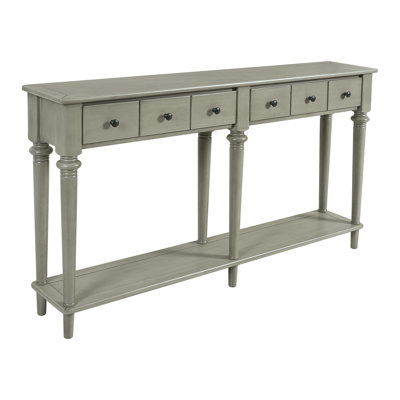 Entryway Table with 4 Drawers, Retro Console Table with Open Shelf for Entryways, Living Rooms, and Hallways (Grey Wash)