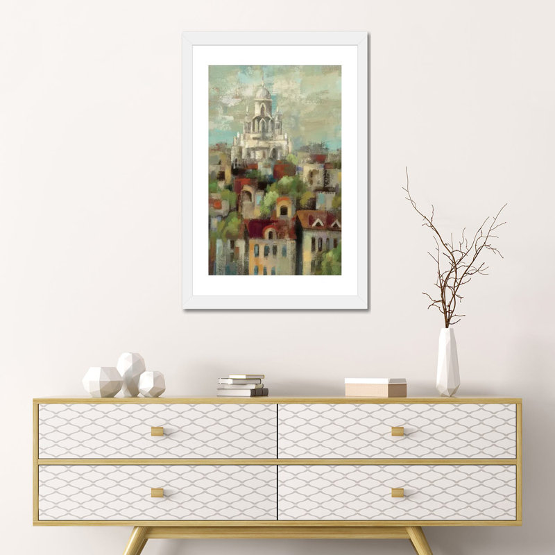 «Enchanted Garden II» par Silvia Vassileva - reproduction d'art, Toile avec cadre en bois beige, Blanc