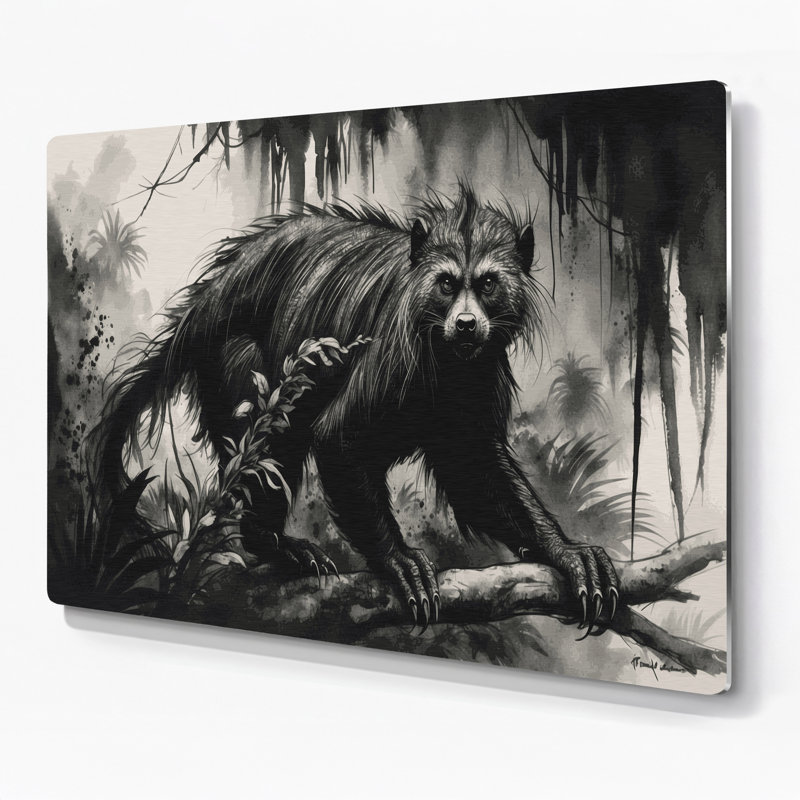 Faune, art mural gris Binturong, H 24 po x l 36 po