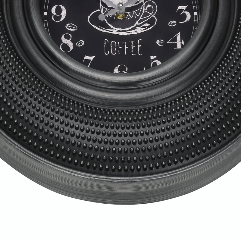 Horloge murale Gon, cadre en métal martelé gris gaufré 20 pouces