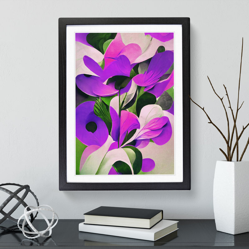 Abstract Floral Painting No.5 - Single Picture Frame Print, Black, 64cm H x 46cm W