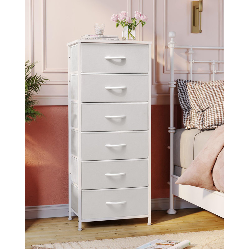 Commode pour femme 6 tiroirs Annyka, blanc, Blanc