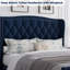 Structure de lit double tapissier pleine grandeur en velours bleu marine avec tête de lit à oreilles Support en lattes de bois sans sommier-2035734216-2035734222