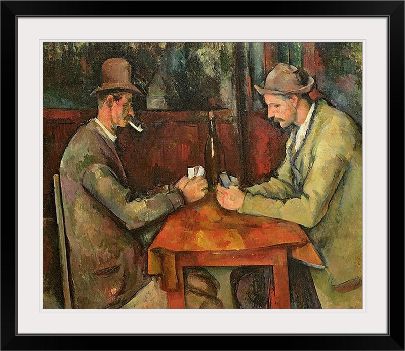 Les joueurs de cartes, 1893 96 par Paul Cezanne - reproduction imprimée, H 27 po x l 32 po x P 1 po, Cadre noir