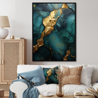 Gold And Green Abstract Marble Design II - Marble Wall Decor