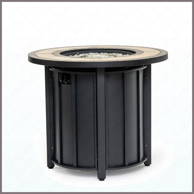 Round Steel Propane Fire Pit Table 50000 BTU For Outdoor Patio Garden Backyard