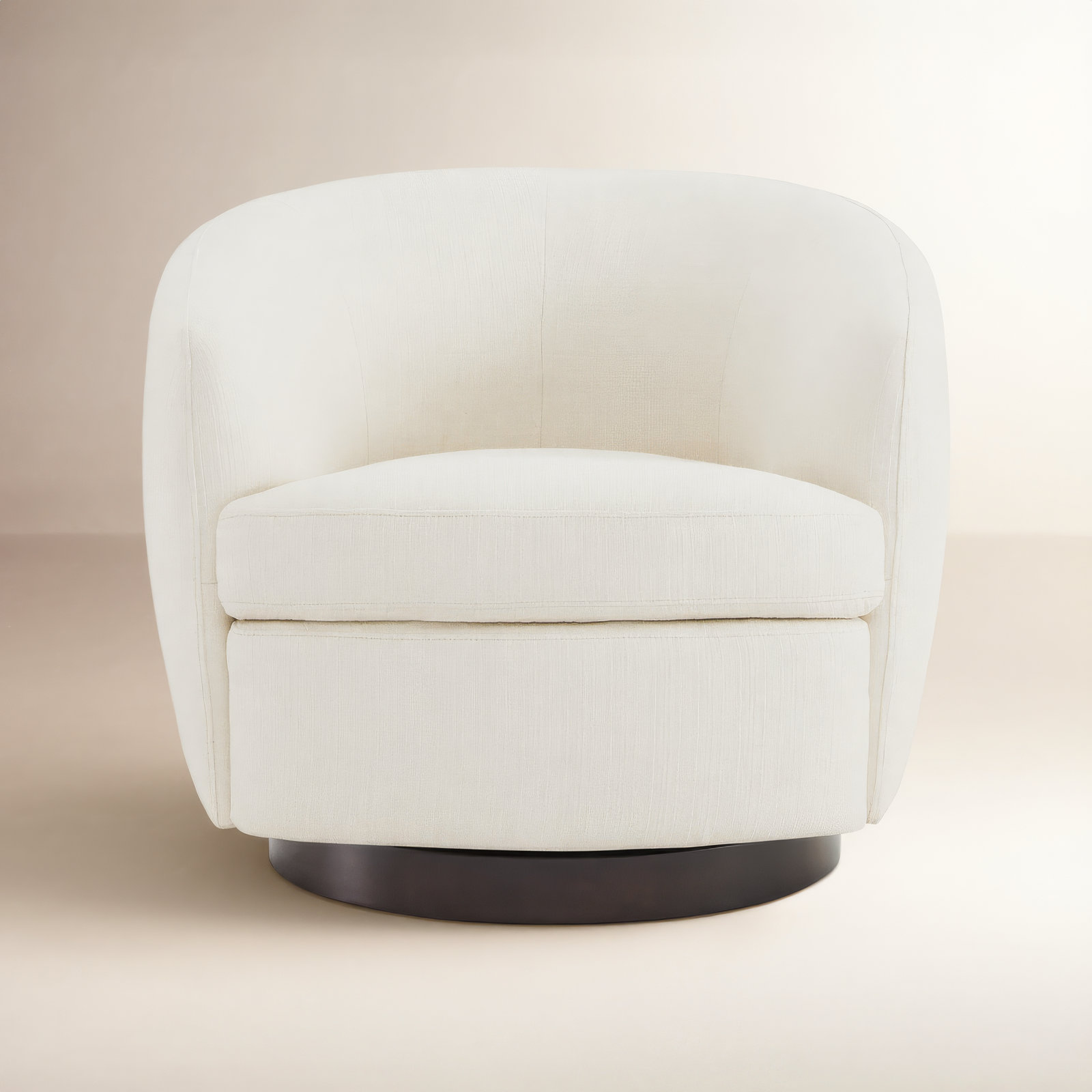 Marcy Linen Swivel Barrel Chair, Flannigan Cotton Performance Basketweave