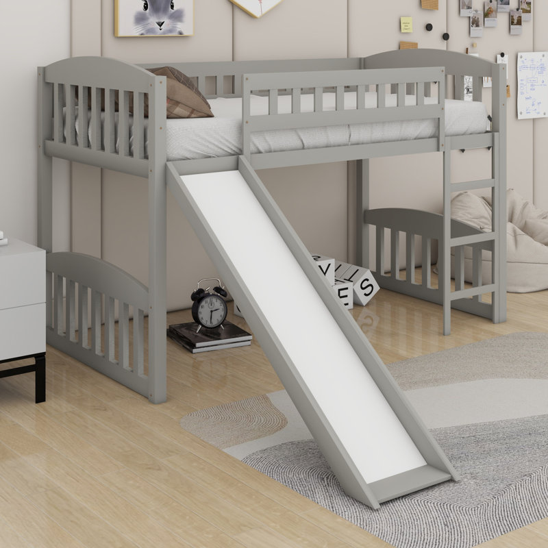 Lit mezzanine avec glissoire et échelle, Gris