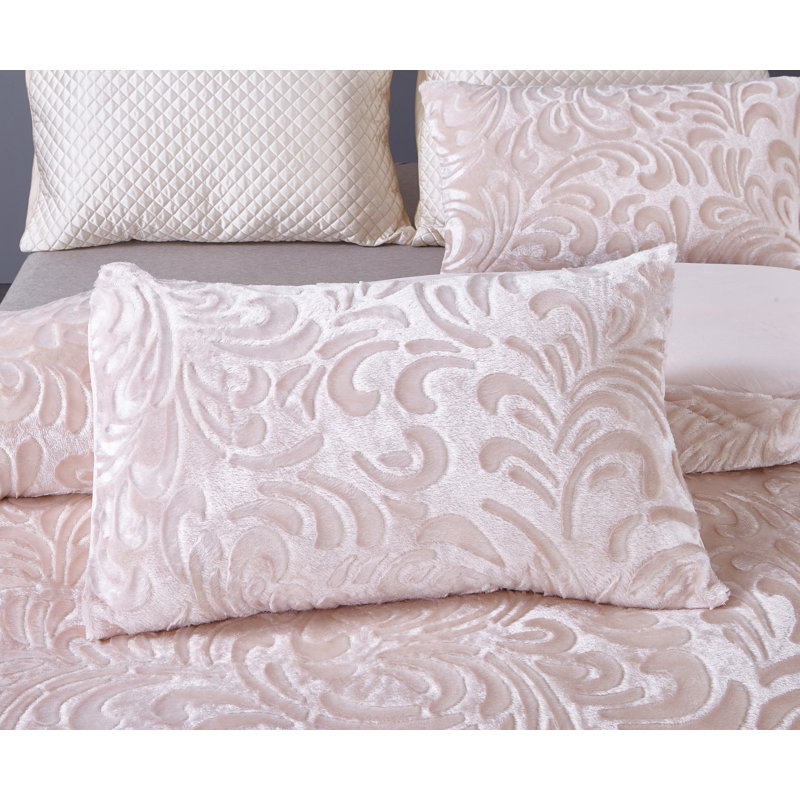 Solid Colour Duvet Cover Set with Pillowcases, Kingsize, Pink