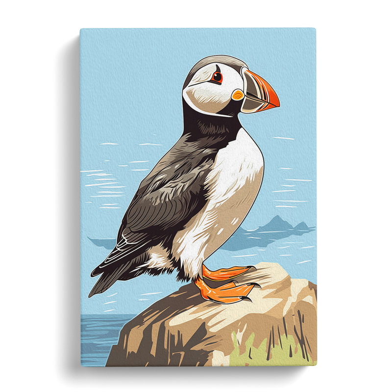 Puffin Line - Wrapped Canvas, 76cm H x 50cm W x 3cm D