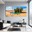 Scénario et paysages urbains, oasis du désert, palmiers, dunes de sable, ciel bleu, ensemble de 3 impressions sur toile-1636989407