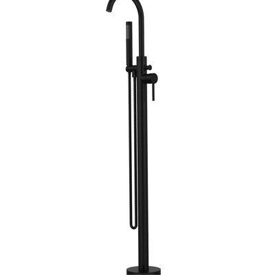 Floor Mounted Freestanding Bathtub Faucet - Matte Black, Structure, With Hand Shower And Easy To Clean Mount Tap Freestanding, Single Handle, High Flow Rate Handheld Head