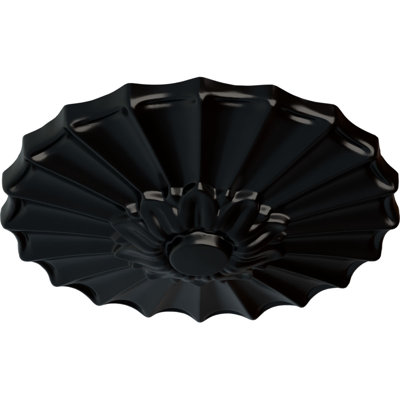 Endurathane Shakuras Ceiling Medallion, 9"OD x 1 3/8"P (Fits Canopies up to 1 3/8"), Hand-Painted Jet Black Finish