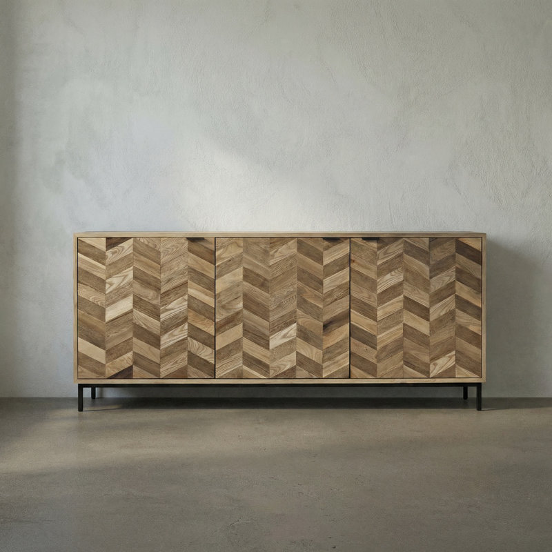 Herringbone 76.5'' W Solid Wood Sideboard
