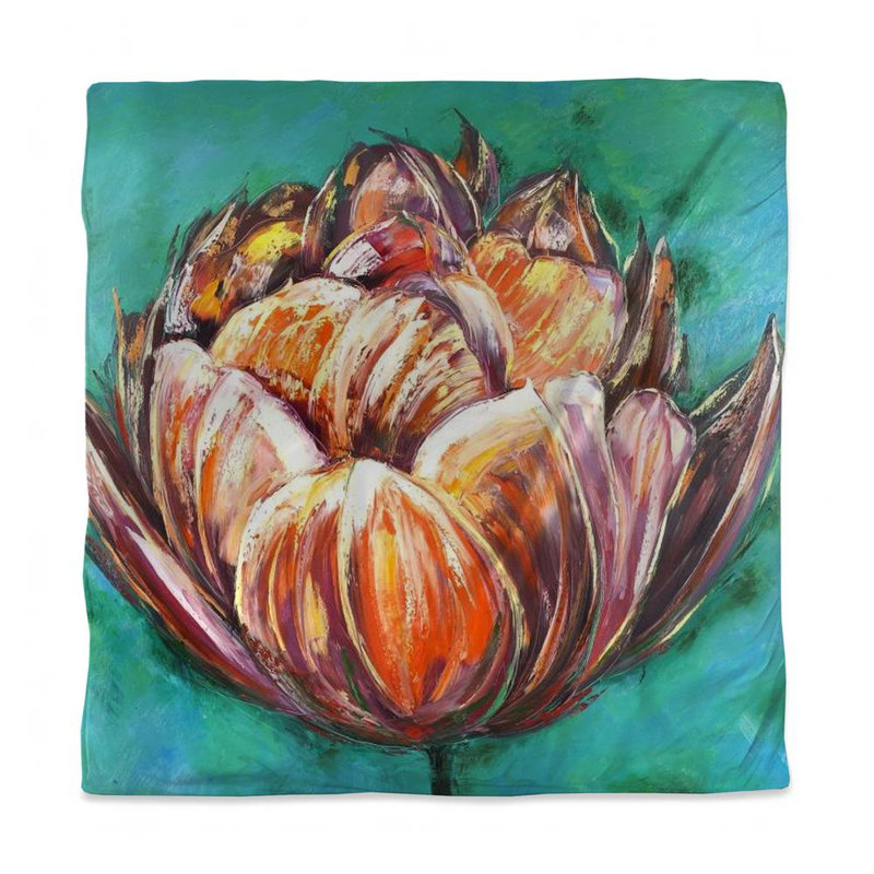 Contemporary Botanical Orange Duvet Cover | Abstract Tulips