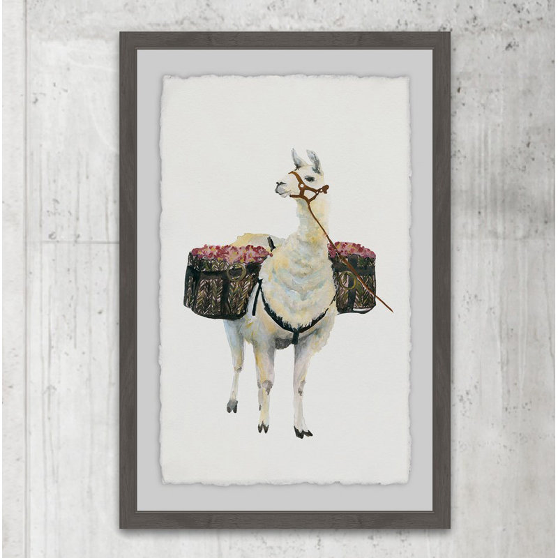 Working Llama - Single Picture Frame Painting, 46 cm H x 30 cm W