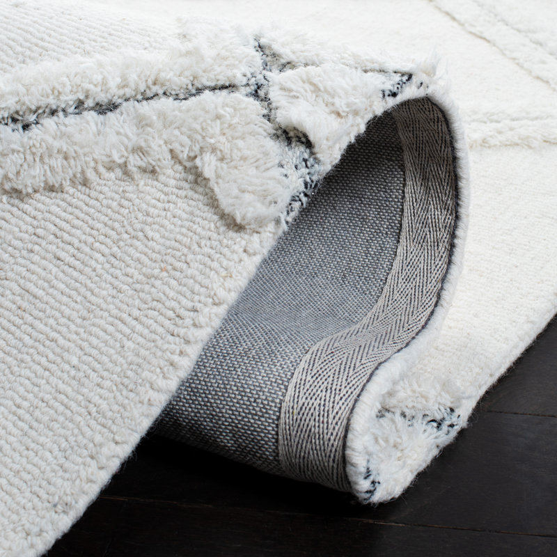 Donnach Hand Tufted Wool/Cotton Geometric Rug in Ivory, Square 6'
