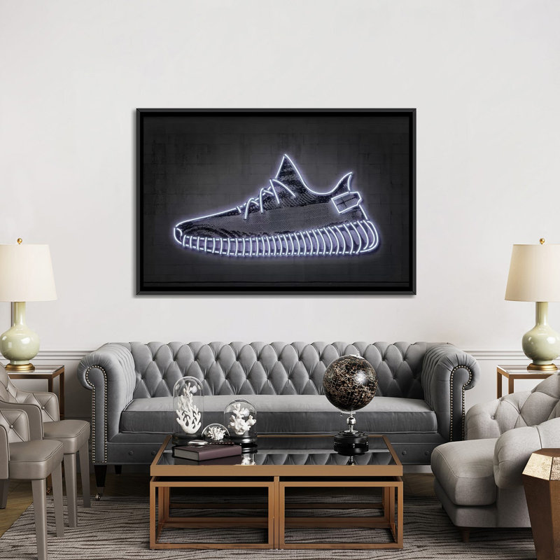 « Sneaker Y » par octave Mielu-impression d’art graphique, Pas de tapis, Toile avec cadre noir, H 40 po x l 60 po x 1,5 po