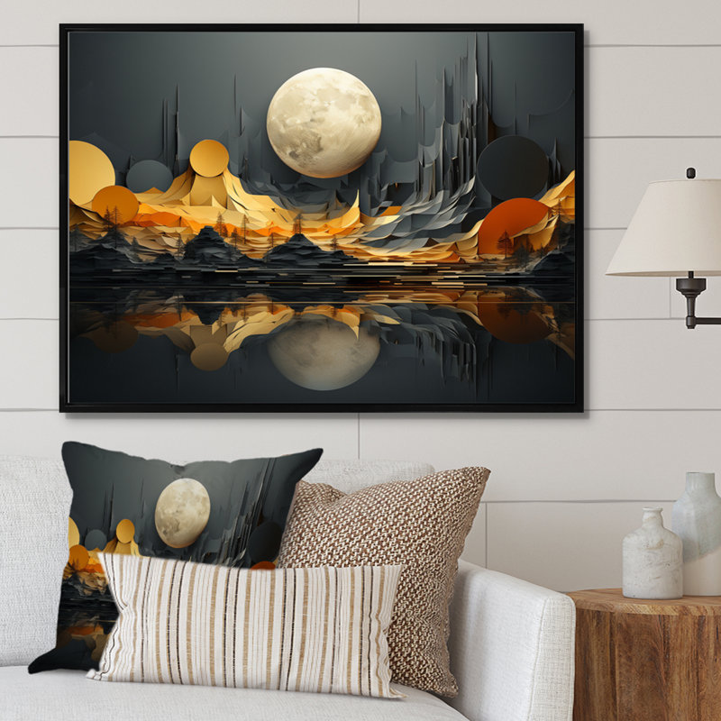 «River Flowing Waters Collage III», art mural moderne, salon, Cadre flottant noir, H 12 po x l 20 po x P 1 po
