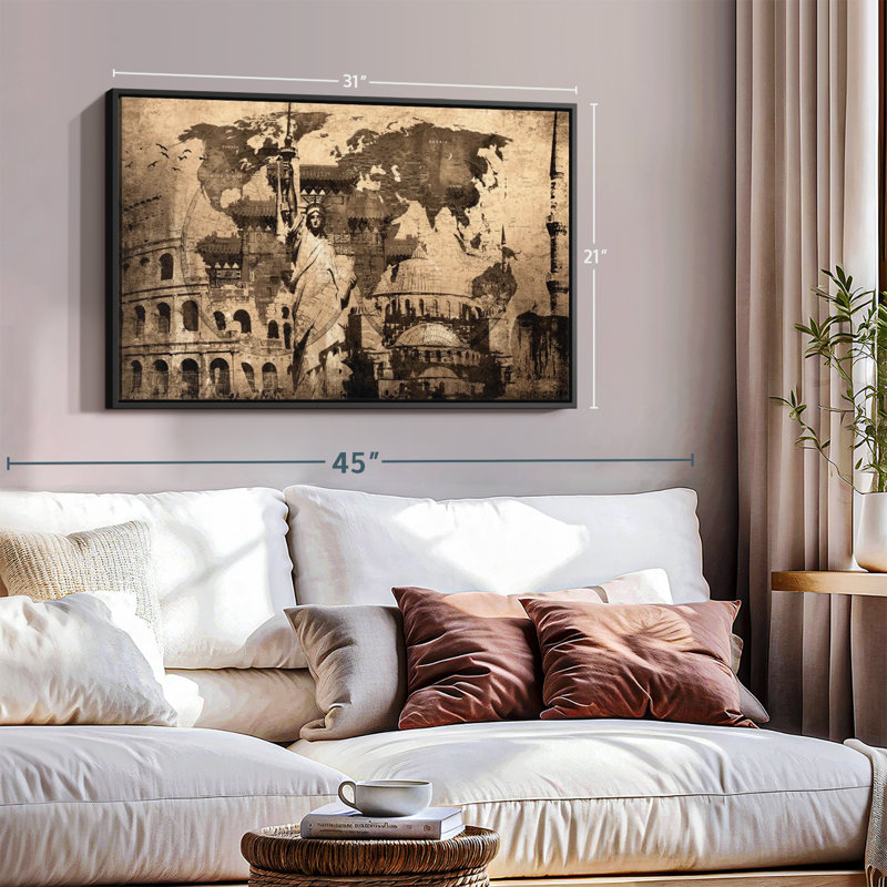 " Landmarks World Map Canvas Print ", 21" H x 31" W
