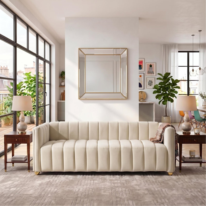 Canapé capitonné Modern Glam, Beige