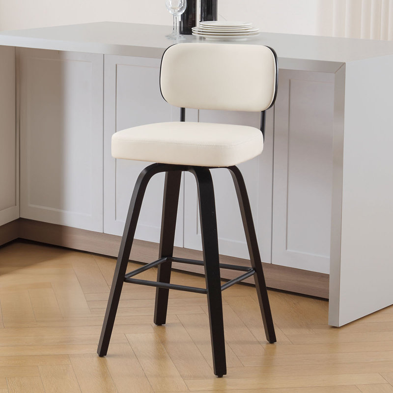 Tabouret de bar et de comptoir pivotant Kahana, Noir, Blanc, Tabouret de bar (siège d'une hauteur de 29 po)