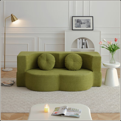 Boneless 2-In-1 Folding Sofa Bed With Pillow, Queen Sleeper Sofa, Floor & Futon Loveseat Couch, Foam Folding Mattress Sleeper For Living Room, Guest Use, Office, Apartment, No Assembly Required