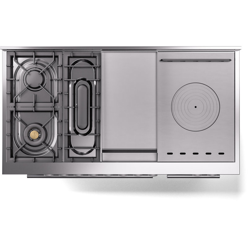 ILVE ProfessionalPlus II 48 Dual Fuel Range, knobs, Stainless Steel, Liquid Propane