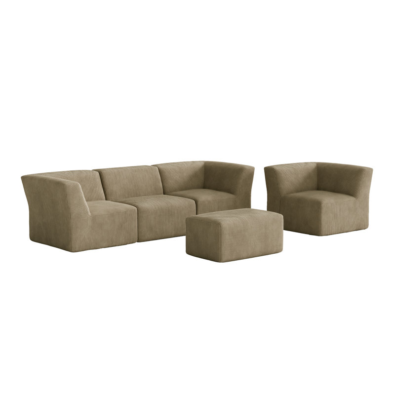 5 Seater Corduroy Seating Component, Khaki Corduroy