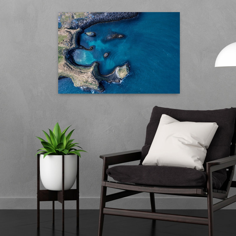 Art mural côtier, "Baie de pêche", H 16 po x l 24 po