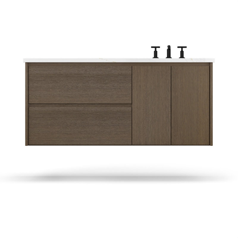 Gilded Single Left/Right Bath Floating Vanity, Smoked Modern, 60"