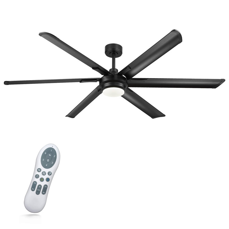 Ventilateur de plafond standard à DEL de 72 po avec télécommande, Noir mat