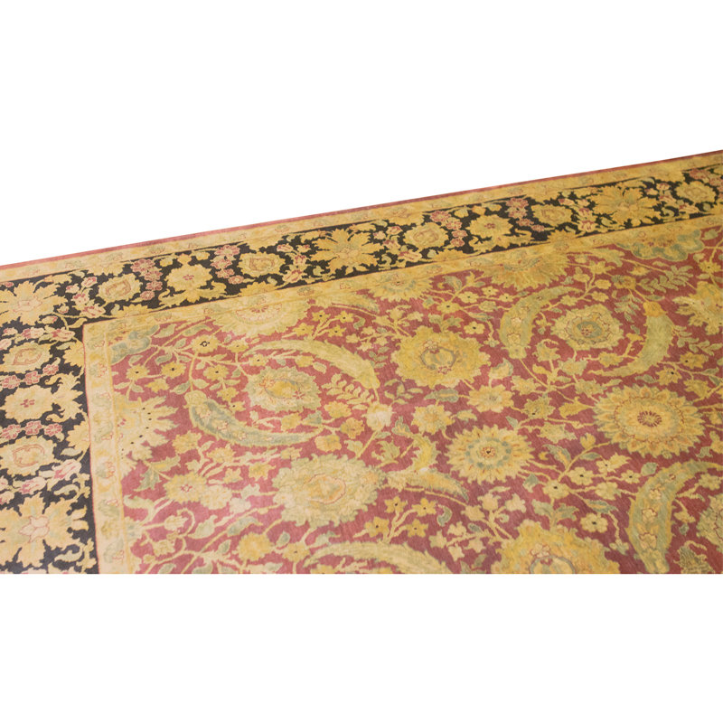 Tapis rouge et noir noué à la main de haute qualité
