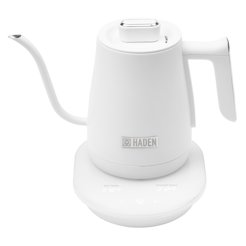 Ivory and Chrome Stainless Steel Gooseneck Electric Kettle