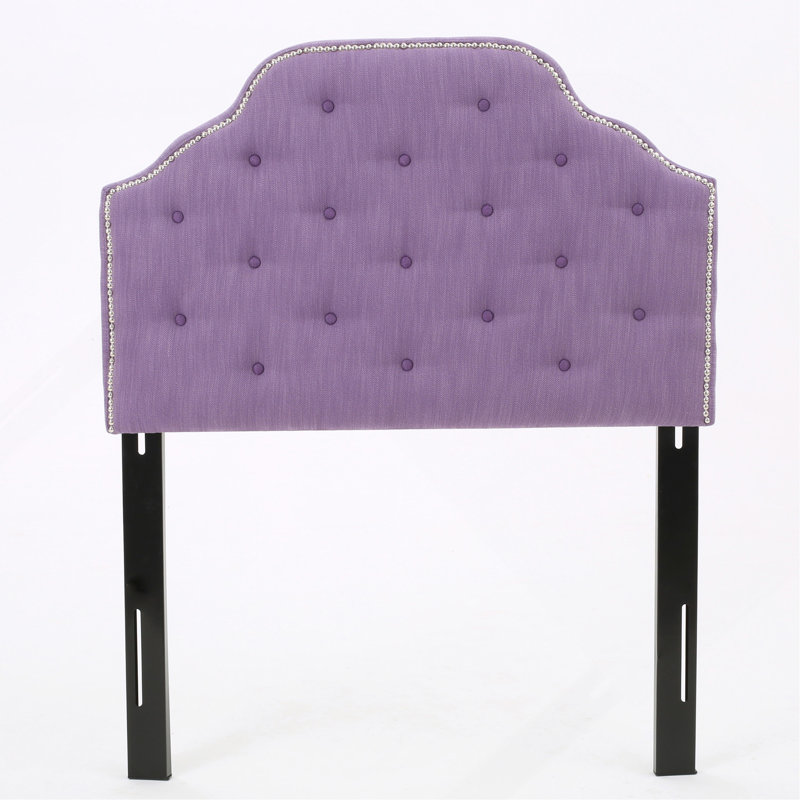 Tufted Upholstered Headboard Twin Size, Solid Wood Head Board With Durable Metal Legs, Adjustable Height Twin Headboard With Nailhead Trim,Fabric Headboard In Modern Button Tuffted Design
