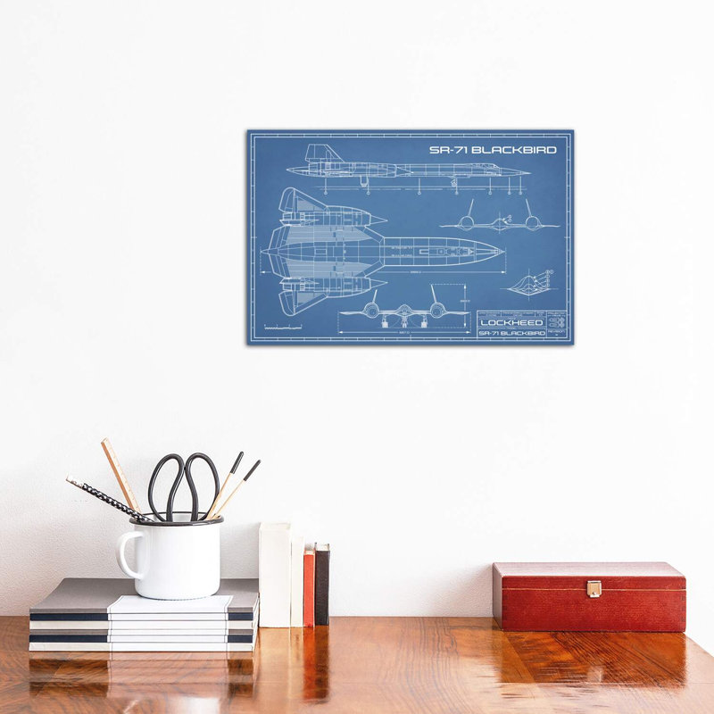SR-71 Blackbird Spy Plane Blueprint by Action Blueprints - Wrapped Canvas Print, 30.48 cm H x 45.72 cm W