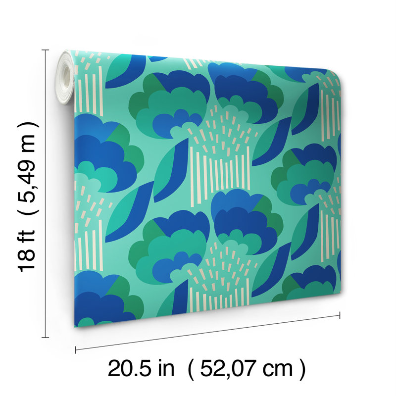 Retro Esme Pink Peel and Stick Wallpaper, Bleu